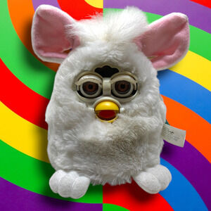 Vintage 1999 Furby Baby Snowball 70-940 White Brown Eyes Tag & Badge Works VIDEO